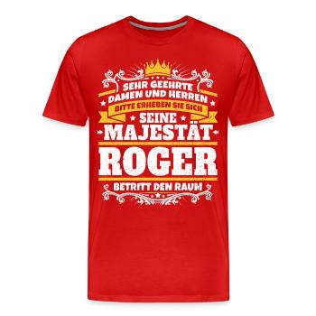 His Majesty Roger - Men's Premium Organic T-Shirt - red - Front - Damien (186cm)