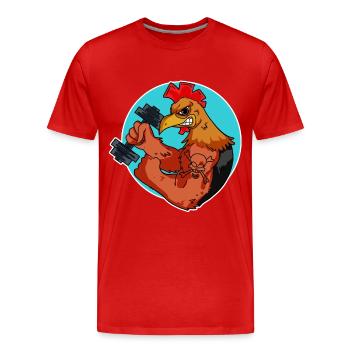 Poulet robinet fitness cadeau d’haltère - T-shirt bio Premium Homme - rouge - Devant - Damien (186cm)