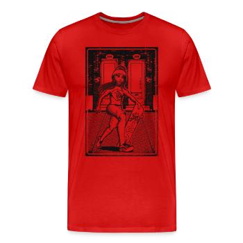 Sorgloses Girl mit Skateboard in der Vorstadt. - Männer Premium Bio T-Shirt - Rot - Vorne - Damien (186cm)