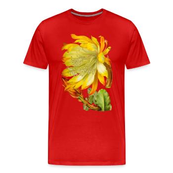 Fleur de cactus vintage, illustration victorienne - T-shirt bio Premium Homme - rouge - Devant - Damien (186cm)
