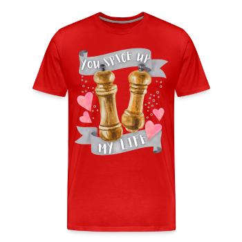 Amour amour, dicton drôle, sel et poivre - T-shirt bio Premium Homme - rouge - Devant - Damien (186cm)