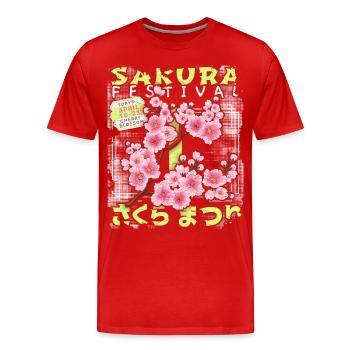 Fleur de cerisier japonais, Festival des fleurs de cerisier de Sakura - T-shirt bio Premium Homme - rouge - Devant - Damien (186cm)