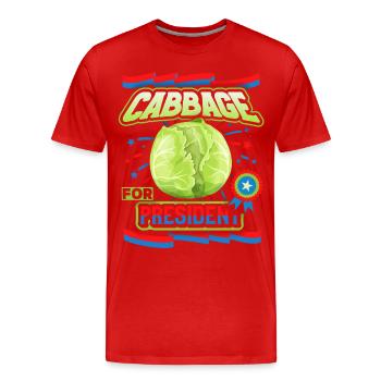Cabbage, funny saying, Cabbage-For-President - Men's Premium Organic T-Shirt - red - Front - Damien (186cm)