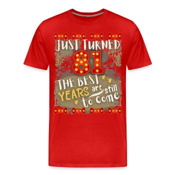 81. Geburtstag 81 Jahre alt Vintage-Design, Spruch - Männer Premium Bio T-Shirt - Rot - Vorne - Damien (186cm)