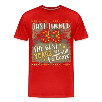 33ème anniversaire 33 ans design vintage, dicton - T-shirt bio Premium Homme - rouge - Devant - Damien (186cm)
