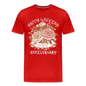 Félicitations d’anniversaire de mariage avec des hortensias - T-shirt bio Premium Homme - rouge - Devant - Damien (186cm)