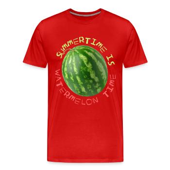 Melon, watermelon, funny saying Summertime - Men's Premium Organic T-Shirt - red - Front - Damien (186cm)
