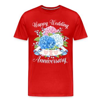 Félicitations d’anniversaire de mariage avec des hortensias - T-shirt bio Premium Homme - rouge - Devant - Damien (186cm)