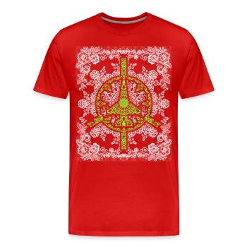 Frieden-Symbol, Friedenszeichen, Kampfjet No-War - Männer Premium Bio T-Shirt - Rot - Vorne - Damien (186cm)