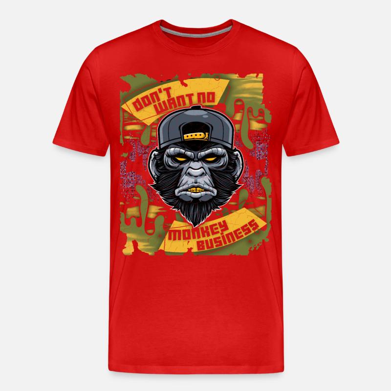 Affe, Monkey-Affe, lustiger Spruch Monkey-Business - Männer Premium Bio T-Shirt - Rot