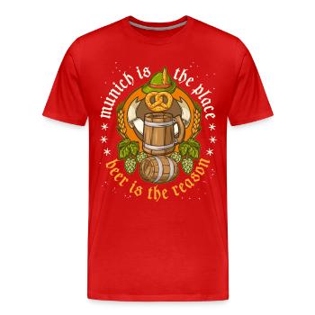 Bière, Munich, buveur de bière - T-shirt bio Premium Homme - rouge - Devant - Damien (186cm)