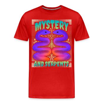 Schlange, geheimnisvolle Schlangen, Spruch - Männer Premium Bio T-Shirt - Rot - Vorne - Damien (186cm)