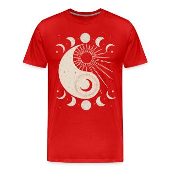 Yin and Yang Cosmic Yin-Yang Moon Sun - Men's Premium Organic T-Shirt - red - Front - Damien (186cm)
