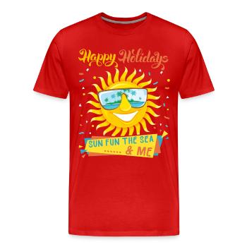 Vacances à la mer, vacances, soleil qui rit, dire - T-shirt bio Premium Homme - rouge - Devant - Damien (186cm)