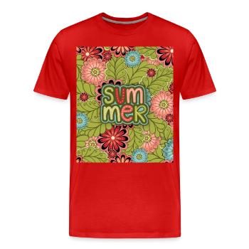 Summer, Pattern, Floral Pattern, Summer Pattern - Men's Premium Organic T-Shirt - red - Front - Damien (186cm)