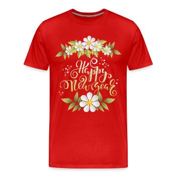 New Year's Greetings, Happy New Year - Men's Premium Organic T-Shirt - red - Front - Damien (186cm)