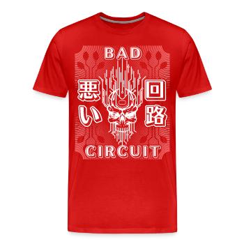 Schaltkreis, Computer Platine, Totenkopf Spruch - Männer Premium Bio T-Shirt - Rot - Vorne - Damien (186cm)