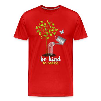 Conservation de la nature, arbre et arrosoir, protection de l’environnement - T-shirt bio Premium Homme - rouge - Devant - Damien (186cm)
