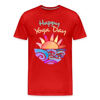 Yoga Sunset, Yoga Sunrise Dire Happy Yoga - T-shirt bio Premium Homme - rouge - Devant - Damien (186cm)