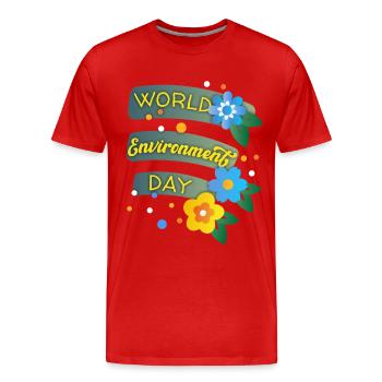 Journée mondiale de l’environnement, Journée mondiale de l’environnement avec des fleurs - T-shirt bio Premium Homme - rouge - Devant - Damien (186cm)