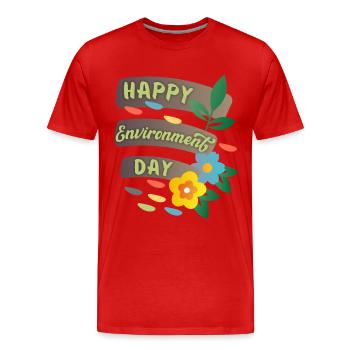 Journée mondiale de l’environnement, Bonne Journée de l’environnement avec des fleurs - T-shirt bio Premium Homme - rouge - Devant - Damien (186cm)