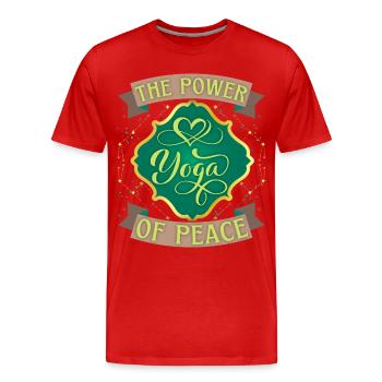 Yoga, Paix, Le Pouvoir de la Paix, Dire - T-shirt bio Premium Homme - rouge - Devant - Damien (186cm)