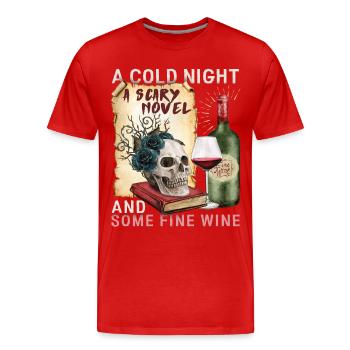Bücherwurm Leseratte Bücher Buch, Rotwein Spruch - Männer Premium Bio T-Shirt - Rot - Vorne - Damien (186cm)