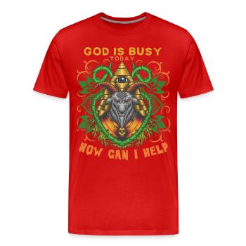 Baphomet, occult deity, Illuminati - Men's Premium Organic T-Shirt - red - Front - Damien (186cm)