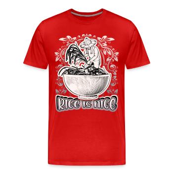 Riz, bol de riz, riziculteur, disant - T-shirt bio Premium Homme - rouge - Devant - Damien (186cm)