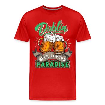Irlande, Dublin, buveur de bière de la Saint-Patrick - T-shirt bio Premium Homme - rouge - Devant - Damien (186cm)