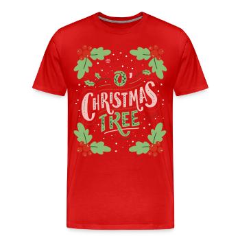 Arbre de Noël, Dicton typoël - T-shirt bio Premium Homme - rouge - Devant - Damien (186cm)