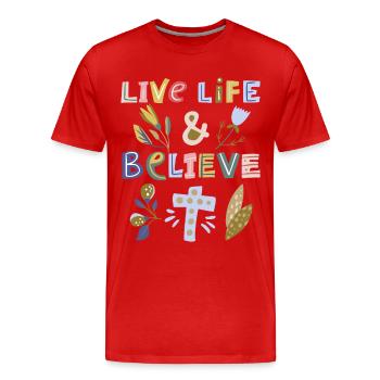 Christian Faith, Jesus Christ, Proverb - Men's Premium Organic T-Shirt - red - Front - Damien (186cm)