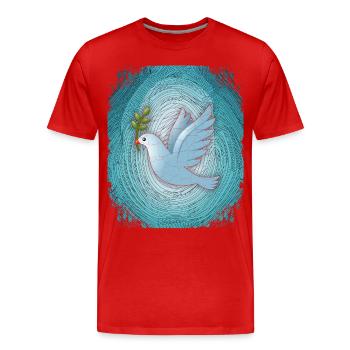 Colombe de la paix Symbole de la paix Symbole de la paix Symbole de la paix - T-shirt bio Premium Homme - rouge - Devant - Damien (186cm)