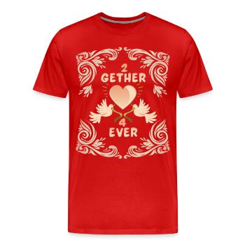 Mariage de mariage, Love Love, Pigeons, Saint-Valentin - T-shirt bio Premium Homme - rouge - Devant - Damien (186cm)