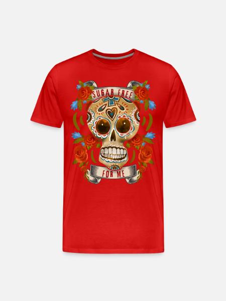 Sugar-Skull, funny sugar skull Sugar-Free - Men's Premium Organic T-Shirt - red