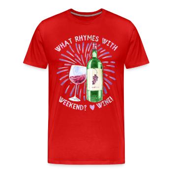 Vin, vin rouge, drôle de dicton pour les buveurs de vin - T-shirt bio Premium Homme - rouge - Devant - Damien (186cm)
