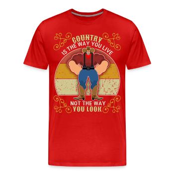 Musique country, musique country drôle de cowboy dicton - T-shirt bio Premium Homme - rouge - Devant - Damien (186cm)