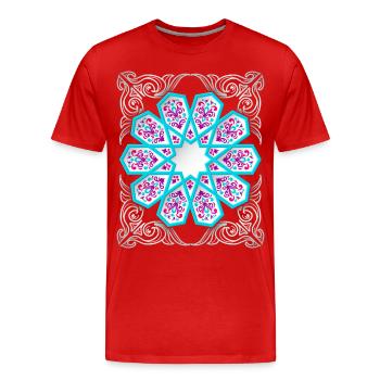 Persisches Ornament mit Silber-Dekor im 3d Stil - Männer Premium Bio T-Shirt - Rot - Vorne - Damien (186cm)