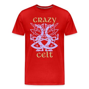 Celtic dragons, Celtic Irish ornament saying - Men's Premium Organic T-Shirt - red - Front - Damien (186cm)