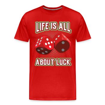Luck-in-Game, Luck-in-Love, Dice - Men's Premium Organic T-Shirt - red - Front - Damien (186cm)