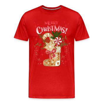 Weihnachten Lebkuchen Stiefel, Nikolaus - Männer Premium Bio T-Shirt - Rot - Vorne - Damien (186cm)