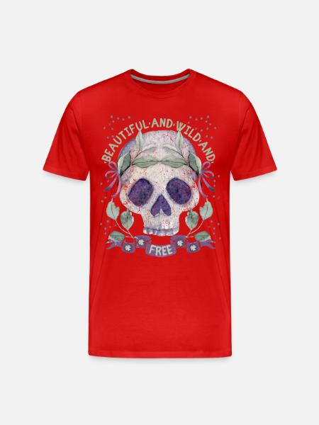 Skull Skull laurel wreath romantic - Men's Premium Organic T-Shirt - red