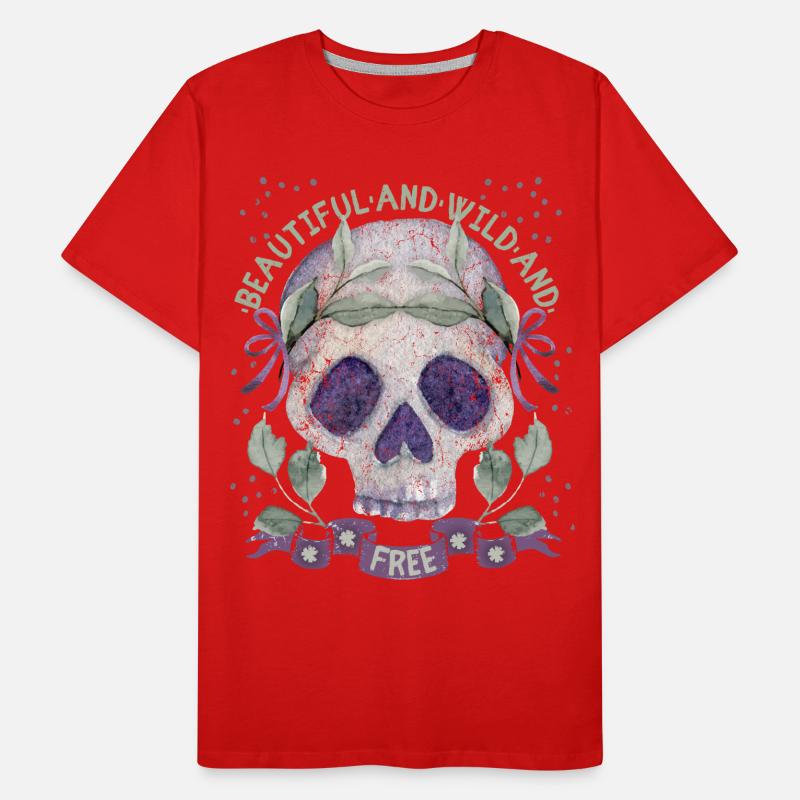 Totenkopf Schädel Skull Lorbeerkranz romantisch Männer Premium Bio T-Shirt
