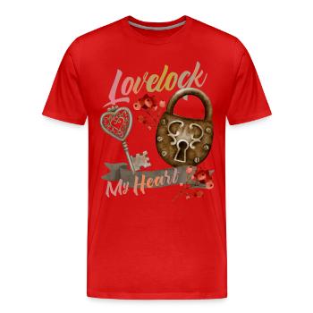 Le cadenas de la Saint-Valentin aime dire - T-shirt bio Premium Homme - rouge - Devant - Damien (186cm)
