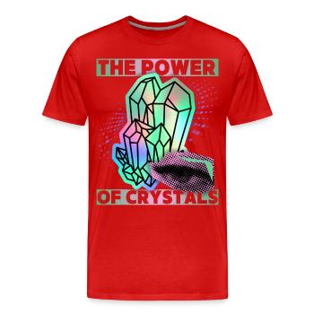 Crystals, Magic Crystals Saying Crystal-Power - Men's Premium Organic T-Shirt - red - Front - Damien (186cm)