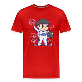 Space Travel Planets Astronomy Children Astronaut - Men's Premium Organic T-Shirt - red - Front - Damien (186cm)