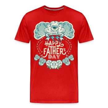 Fête des pères, mysticisme et magie, œil qui voit tout - T-shirt bio Premium Homme - rouge - Devant - Damien (186cm)