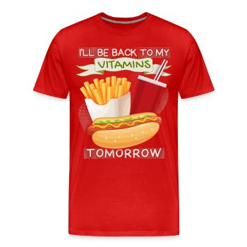 Junk-Food, Fast Food, Hotdog lustiger Spruch - Männer Premium Bio T-Shirt - Rot - Vorne - Damien (186cm)