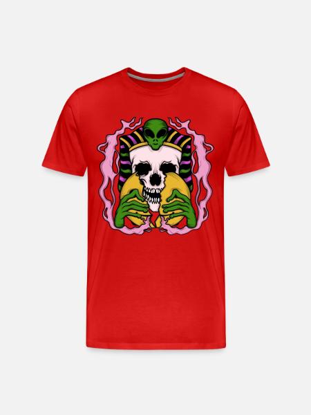 Alien Anubis Skull Egypt Tshirt - Men's Premium Organic T-Shirt - red