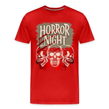 Horror Night, saying with skull and blood - Men's Premium Organic T-Shirt - red - Front - Damien (186cm)